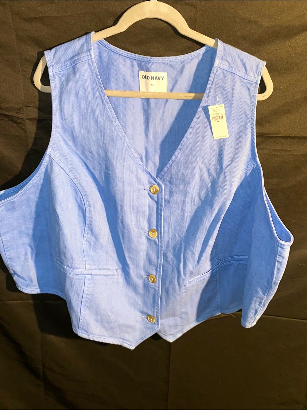 Old Navy Light Blue Button-Front Sleeveless Vest